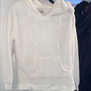 P.J. Salvage White Relaxed Fit Sweater with Ribbed Cuffs